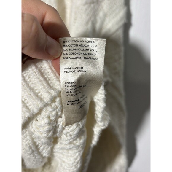 Free People Isla Sweater Women's Large Ivory White Chunky Cable Tunic Oversized - Picture 12 of 16